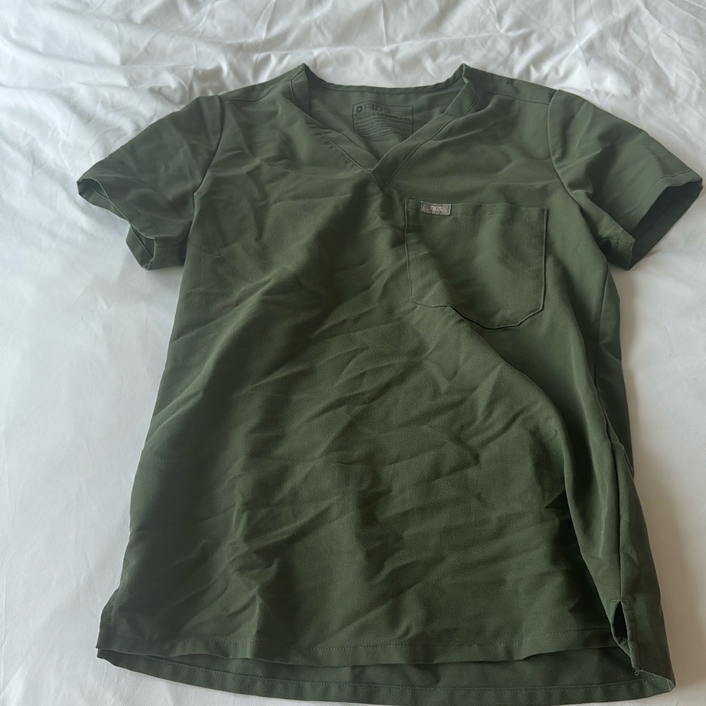 Figs XS moss one pocket scrub top